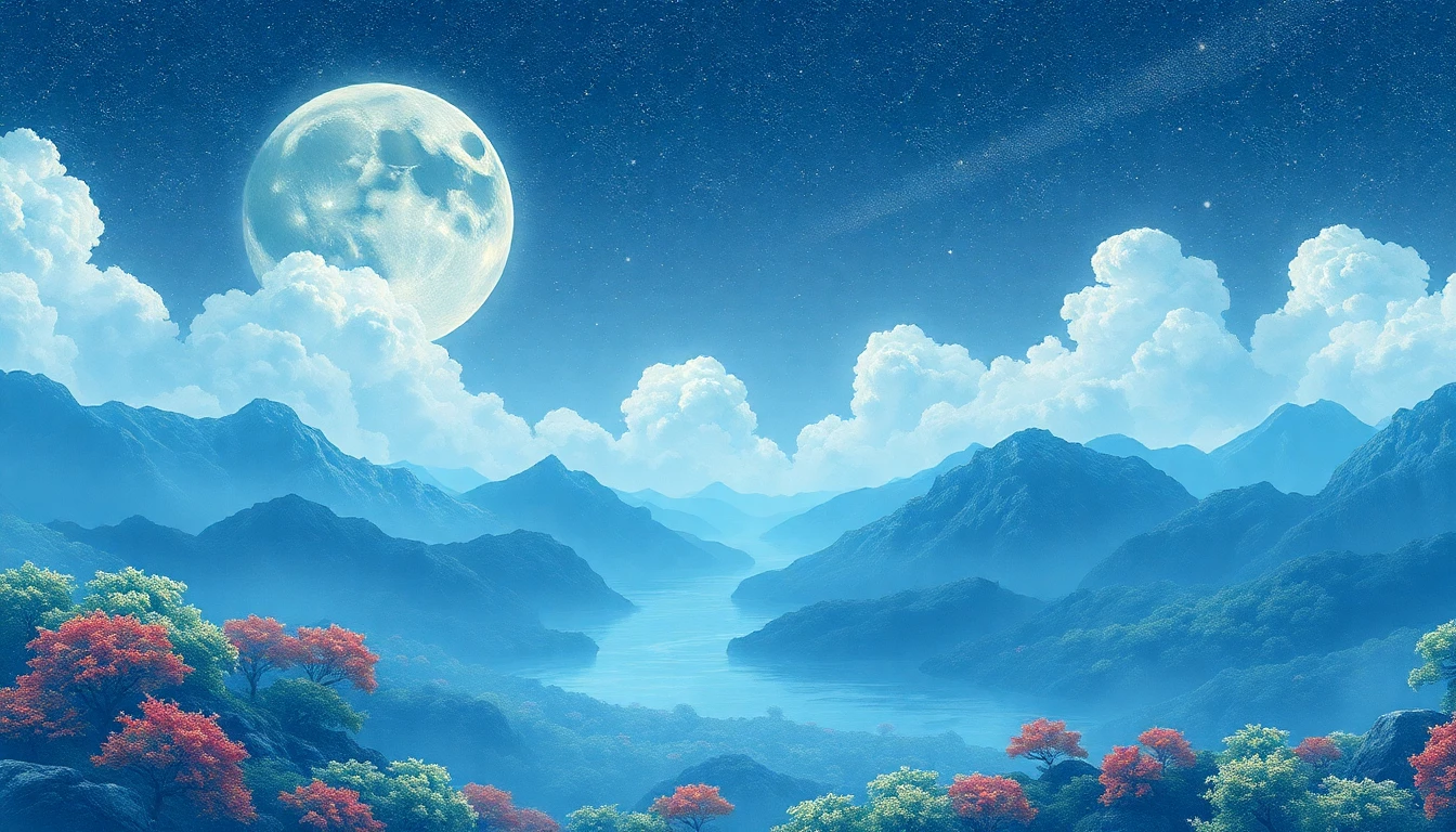 黄金时段舒适的山景,柔和的阳光,云雾缭绕的山峰,前景的野花,温馨宁静的氛围,电影风格