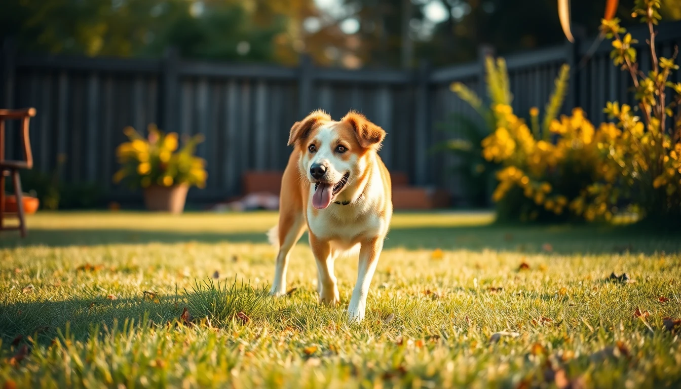 a dog in the yard